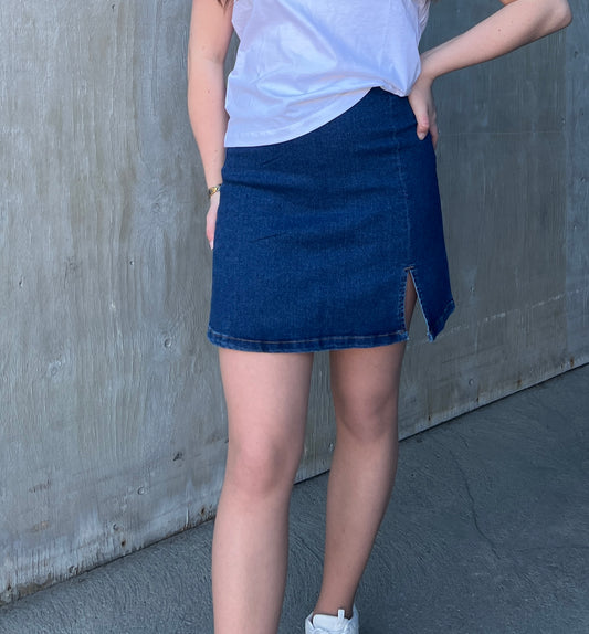 VMNELLY Short Skirt - Dark Blue Denim