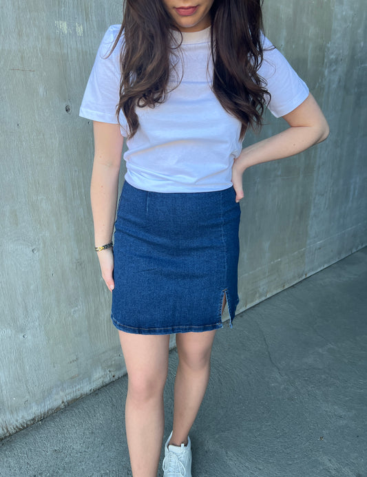VMNELLY Short Skirt - Dark Blue Denim